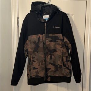 Columbia Black and Camo Hooded Jacket